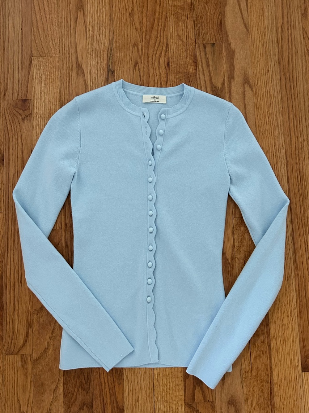 Aritzia Shelley Caridigan Villa Blue Wonder Yarn